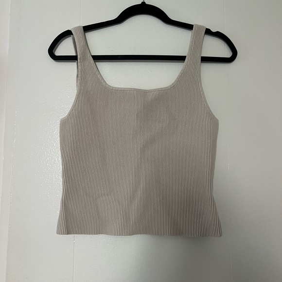Aritzia Ribbed Tan Crop Top - Picture 2 of 2